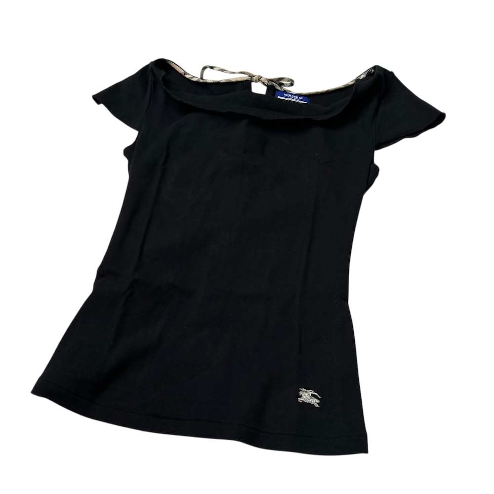 BURBERRY BLUE LABEL BACK-TIE TOP - BLACK