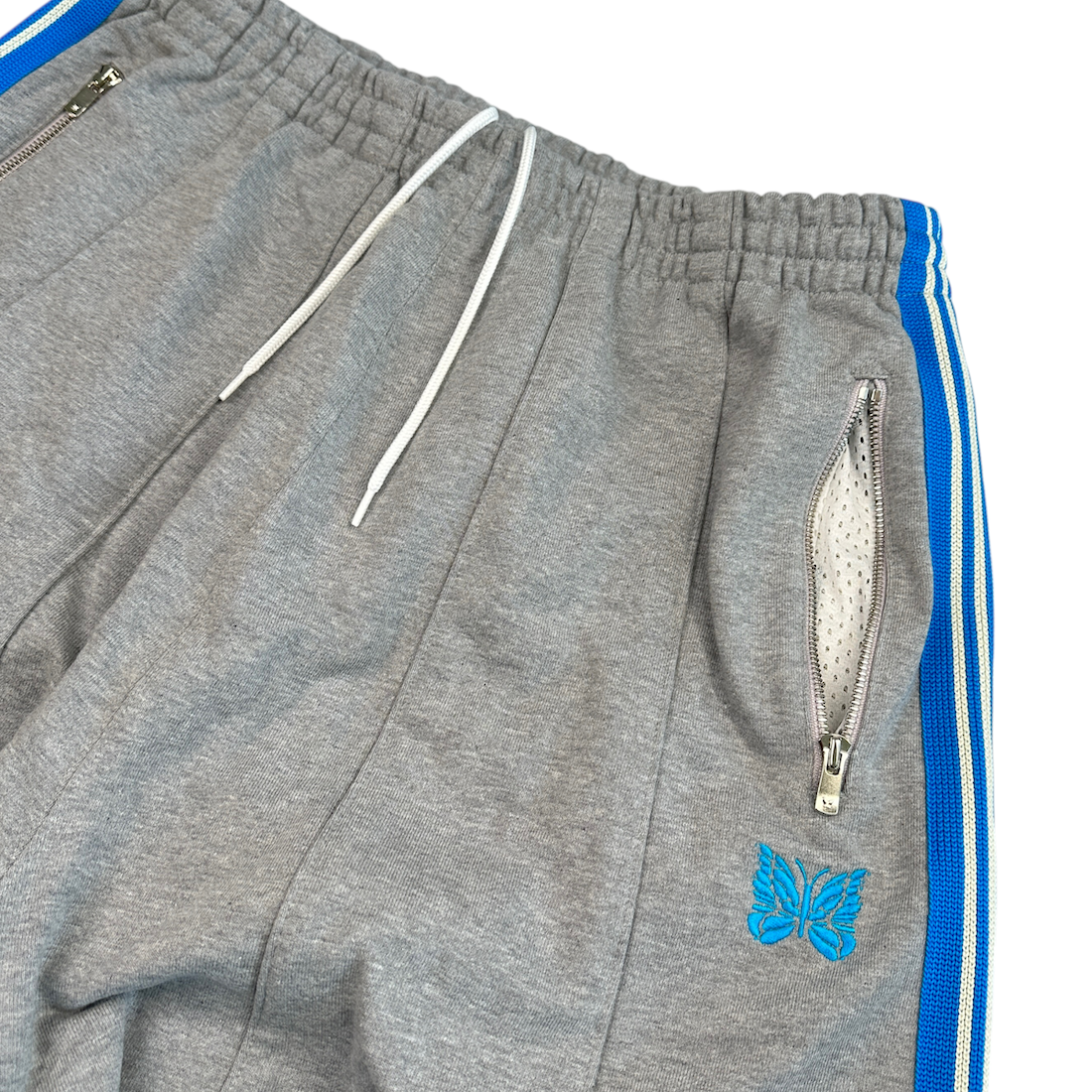(NEW) NEEDLES H.D. COTTON JERSEY TRACK PANTS - GREY/BLUE
