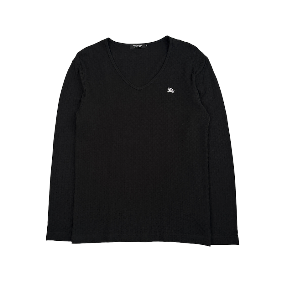 (2) BURBERRY BLACK LABEL V NECK LONG SLEEVE - BLACK