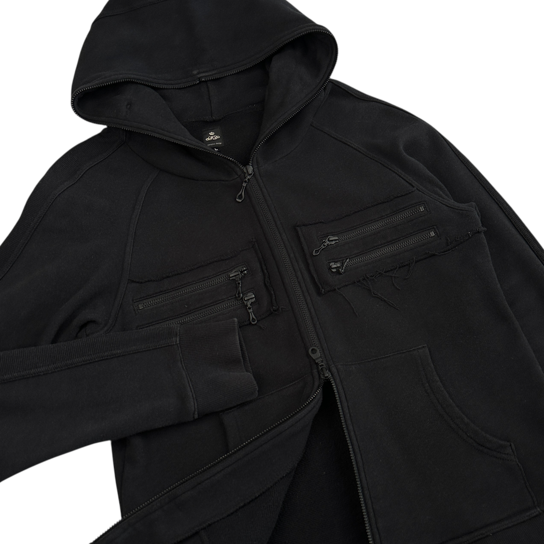 (L) SEMANTIC DESIGN "LOVE & PEACE" ZIP HOODIE - BLACK
