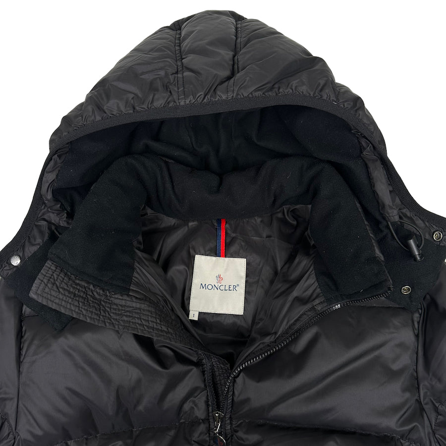 MONCLER MATTE BLACK HOODED BAZILLE DOWN JACKET