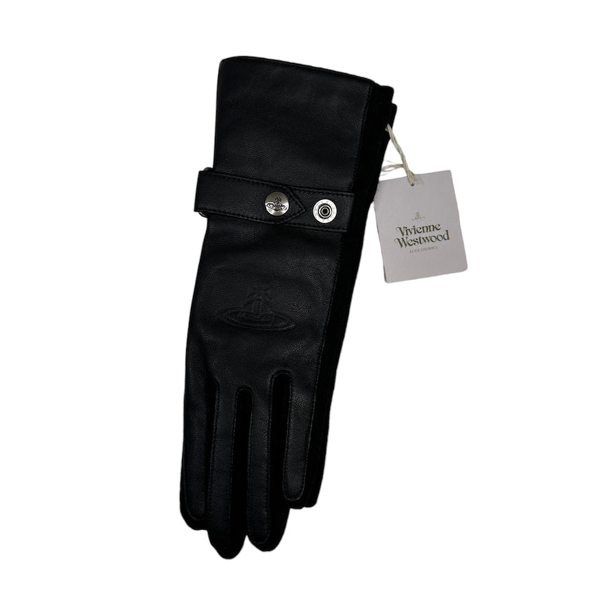 (BRAND NEW) VIVIENNE WESTWOOD TOUCH SCREEN COMPATIBLE LEATHER / WOOL GLOVES