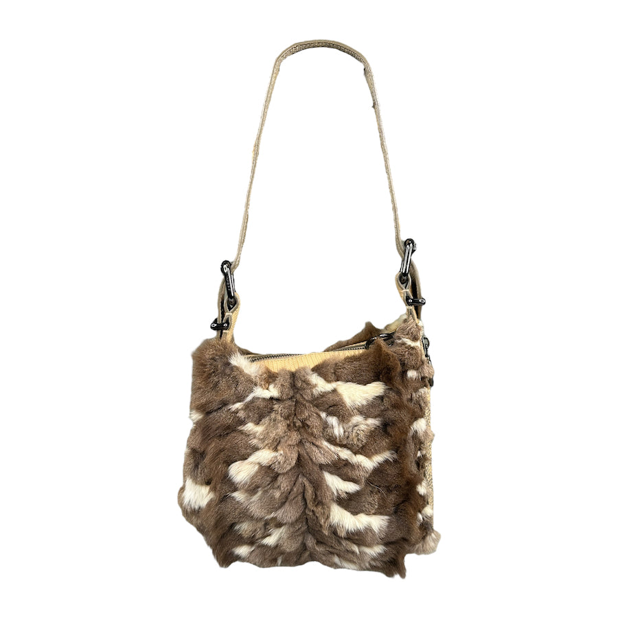 FENDI RABBIT FUR ABSTRACT SHOULDER BAG