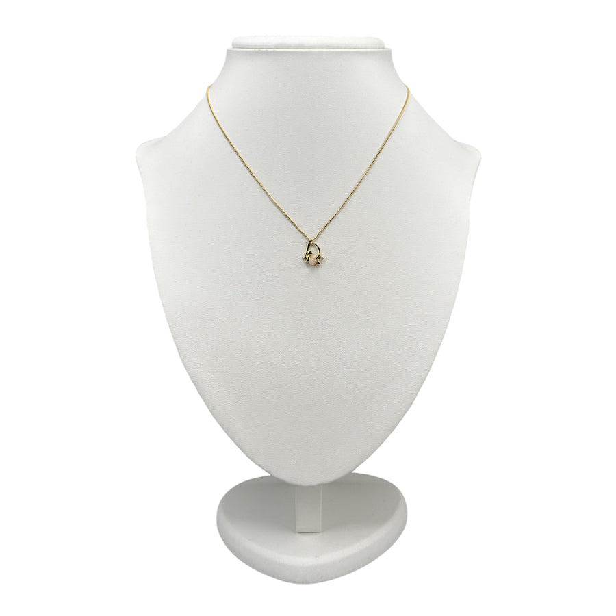 DIOR FAUX PEARL OBLIQUE PENDANT NECKLACE - GOLD