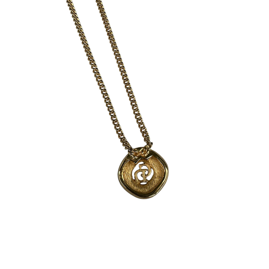 DIOR CD RHINESTONE PENDANT NECKLACE - GOLD