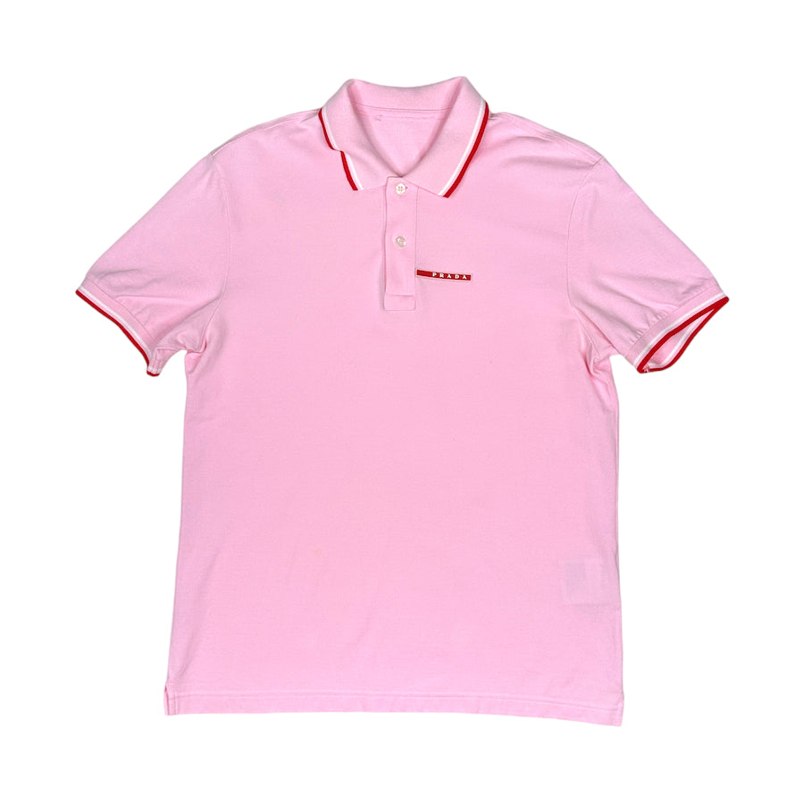 PRADA 2017 RUBBER LOGO POLO SHIRT - PINK