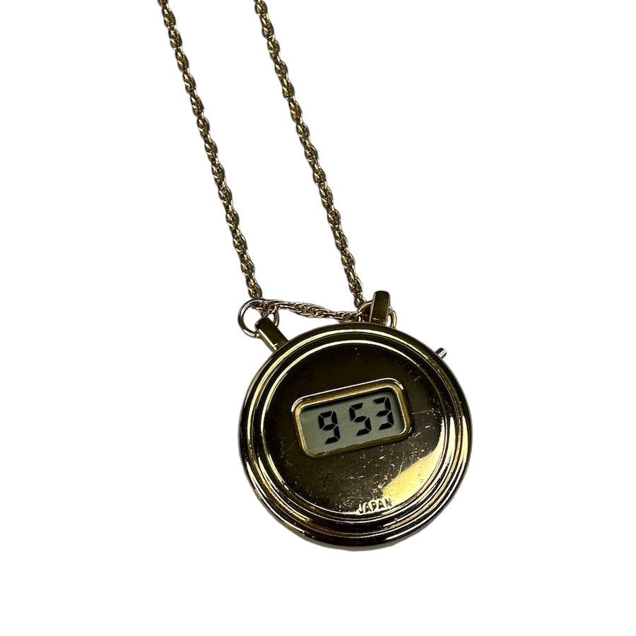 DIOR DIGITAL WATCH PENDANT NECKLACE - GOLD