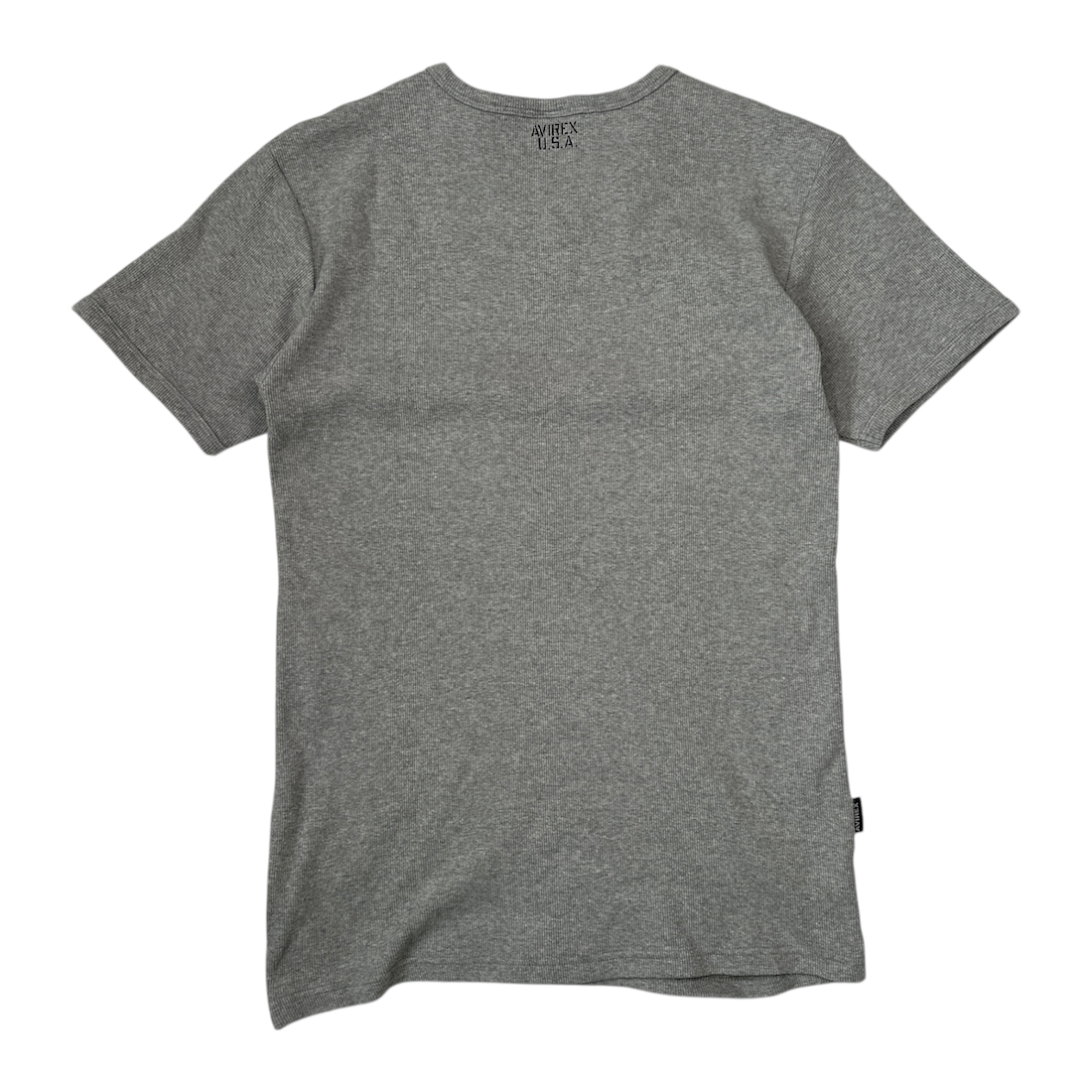 (M) AVIREX RIBBED V NECK T-SHIRT - GREY