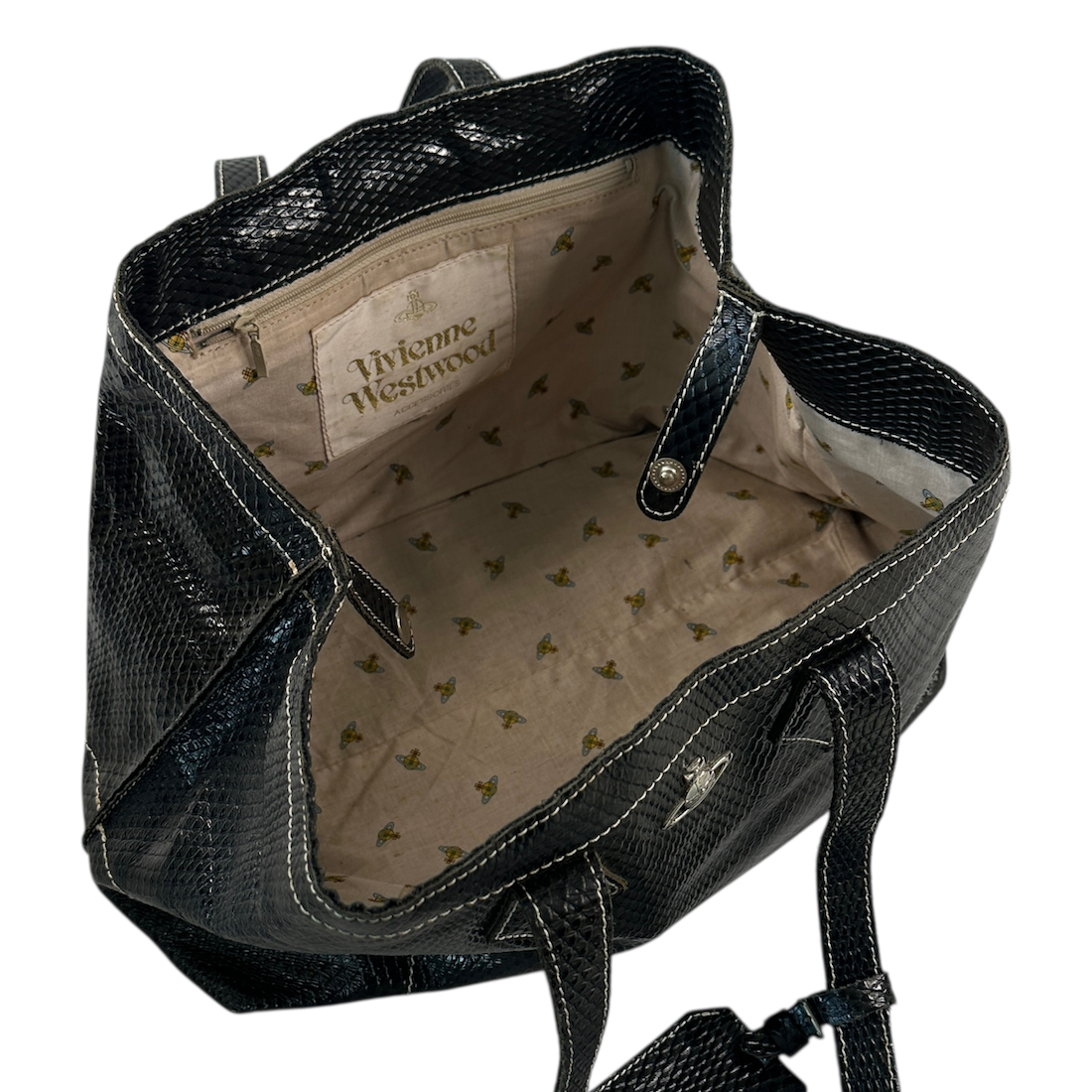 VIVIENNE WESTWOOD PYTHON LEATHER TOTE BAG
