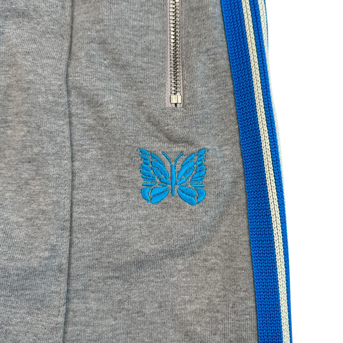 (NEW) NEEDLES H.D. COTTON JERSEY TRACK PANTS - GREY/BLUE