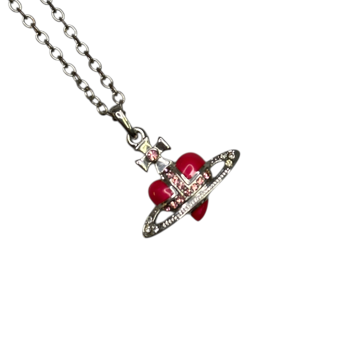 VIVIENNE WESTWOOD HEART ORB NECKLACE PINK