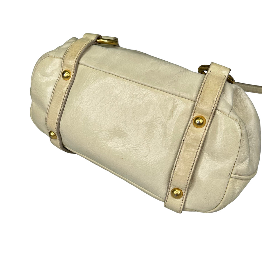 MIU MIU LEATHER HANDBAG - CREAM