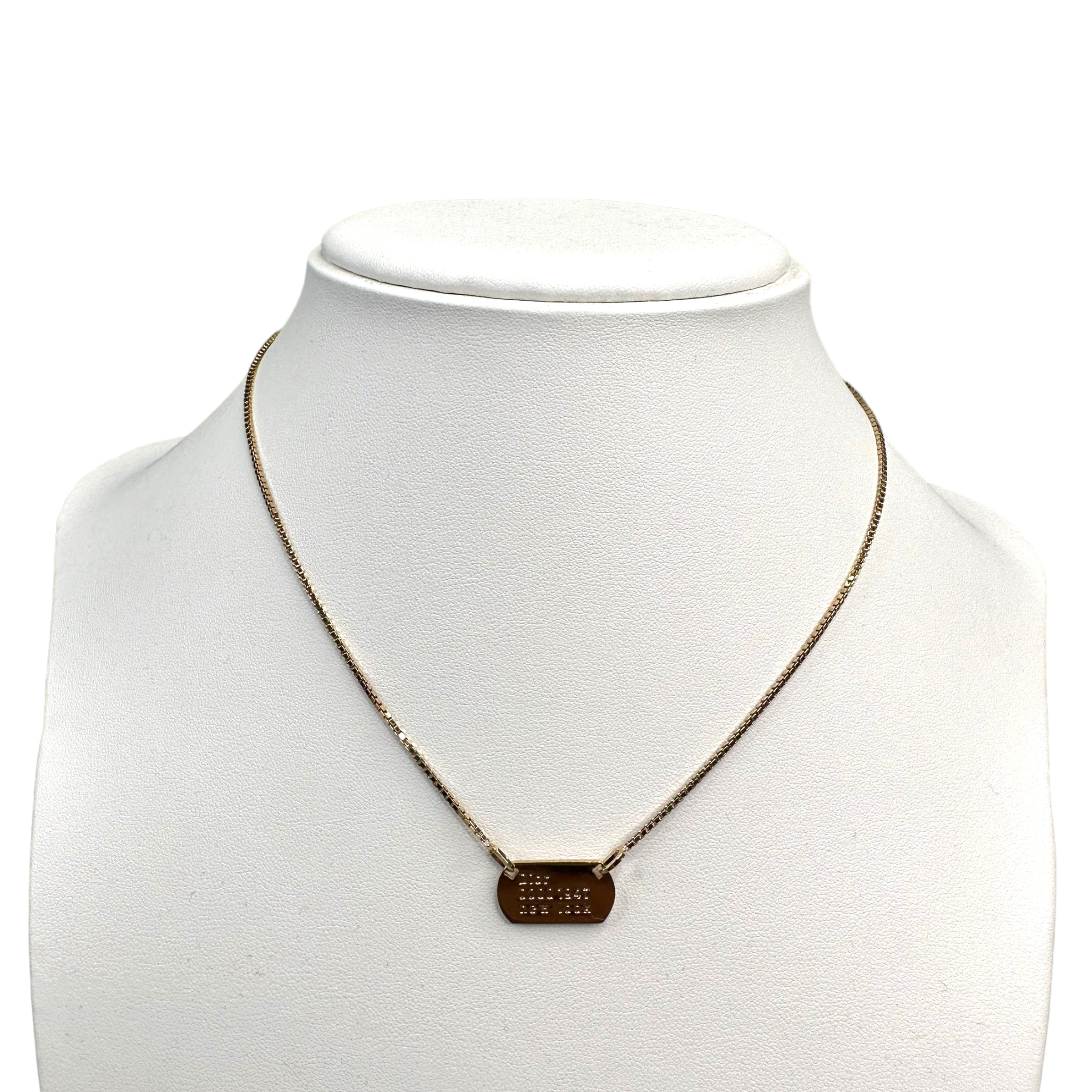 DIOR 'NEW YORK' TAG PENDANT NECKLACE GOLD PLATED