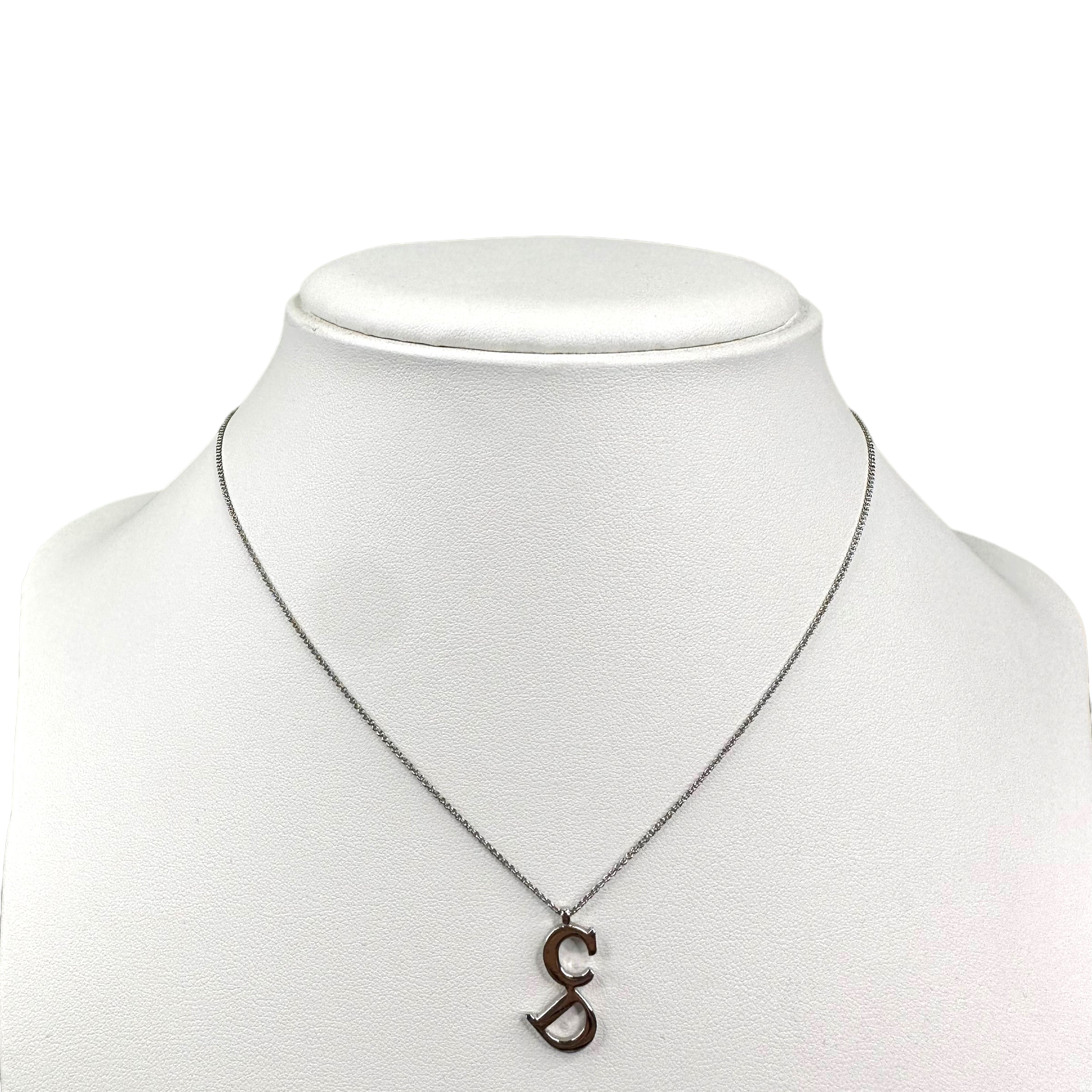 DIOR "CD" PENDANT SILVER-PLATED NECKLACE
