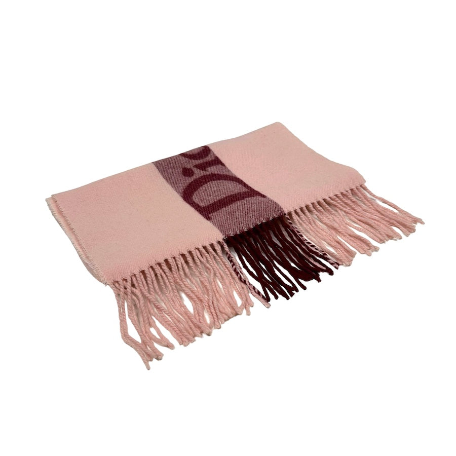 DIOR SPELLOUT TASSEL SCARF - PINK/MAROON