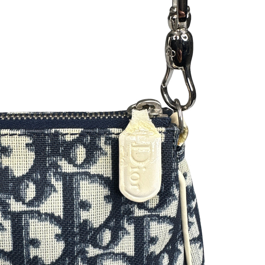 DIOR TROTTER COATED CANVAS SADDLE BAG - BLUE / WHITE