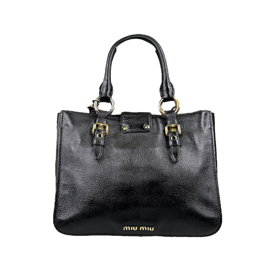 MIU MIU BLACK PEBBLED LEATHER HANDBAG (REPLACEMENT CROSSBODY STRAP)