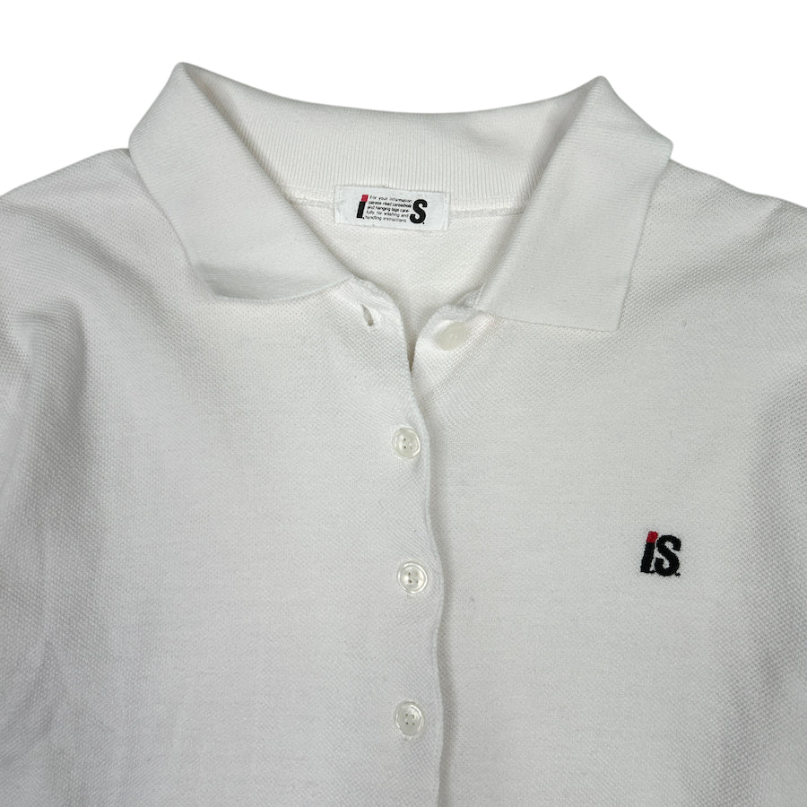 ISSEY MIYAKE LONG SLEEVE POLO BUTTON UP - WHITE