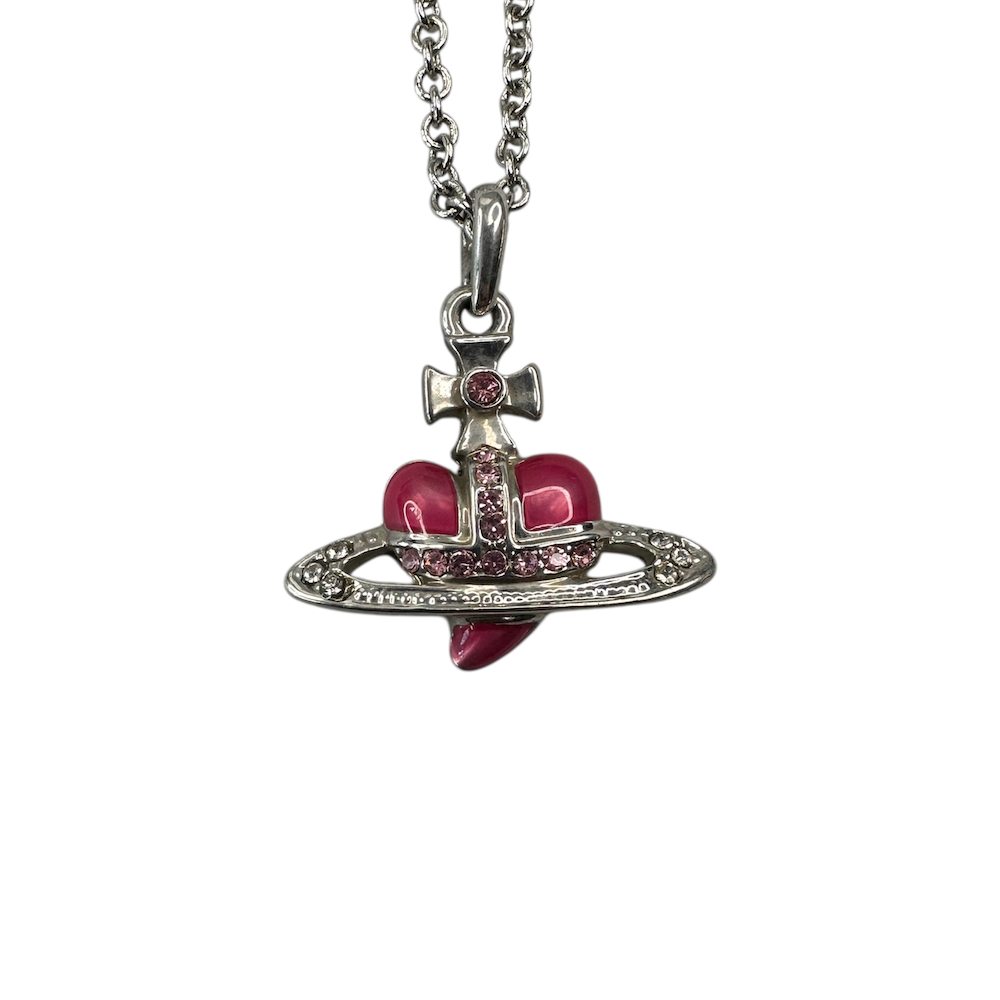 VIVIENNE WESTWOOD HEART ORB NECKLACE - PINK