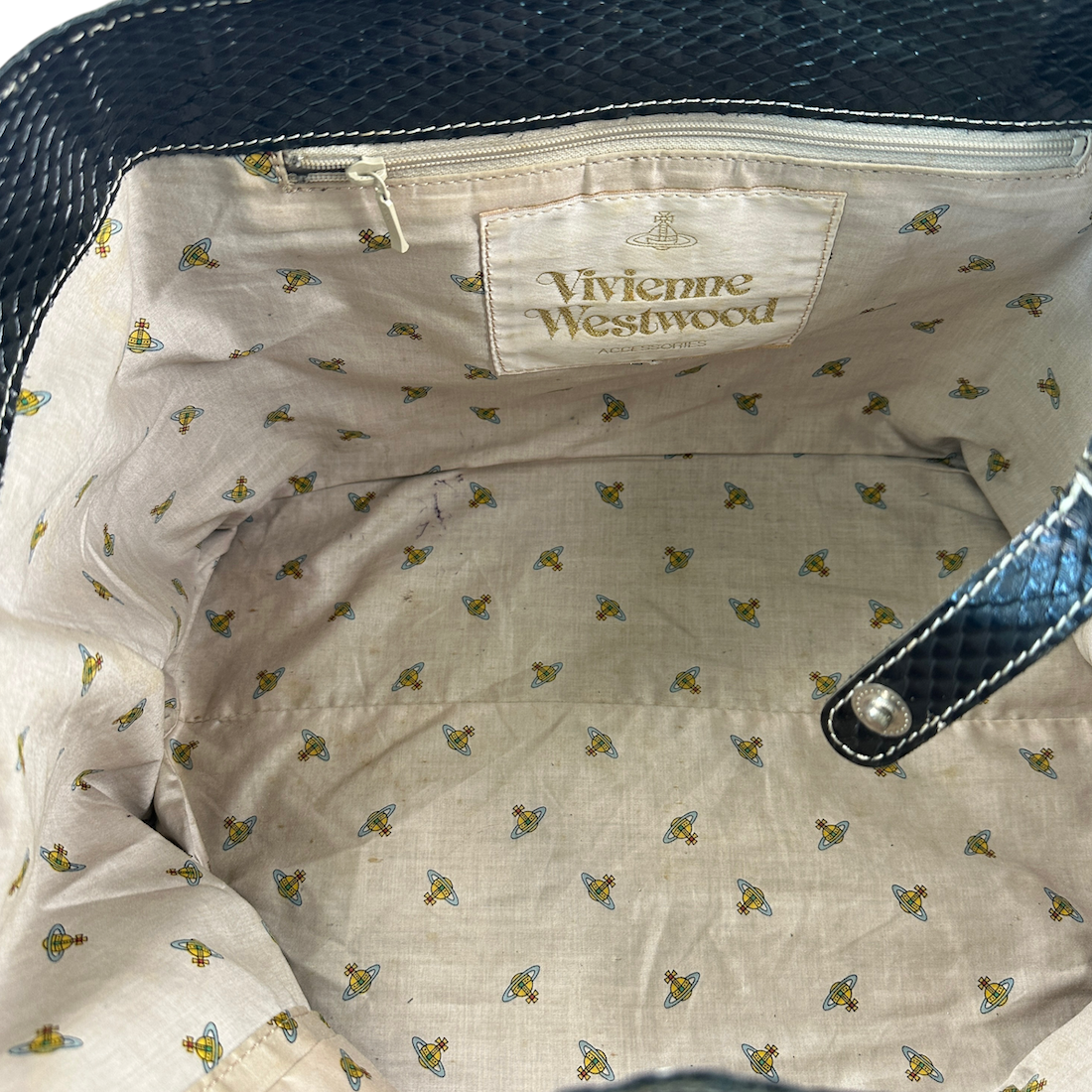 VIVIENNE WESTWOOD PYTHON LEATHER TOTE BAG