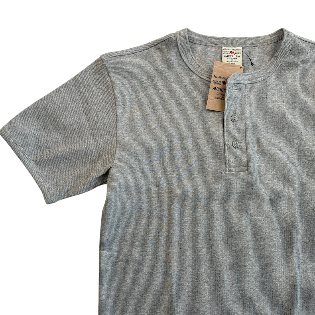 (NEW) AVIREX EVERY DAY HENLEY T-SHIRT- GREY