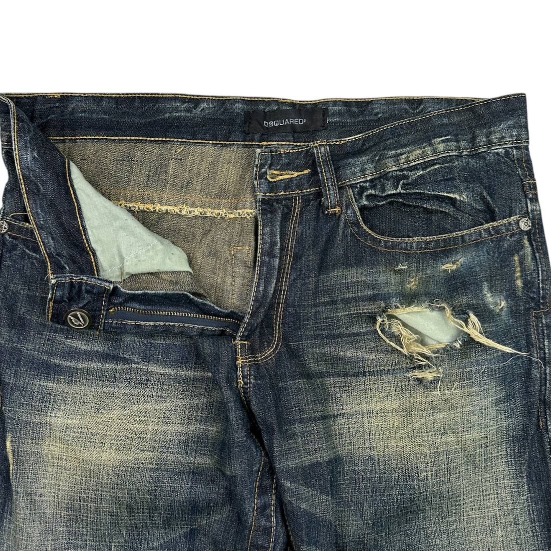 (34) DSQAURED2 DISTRESSED BOOTCUT DENIM