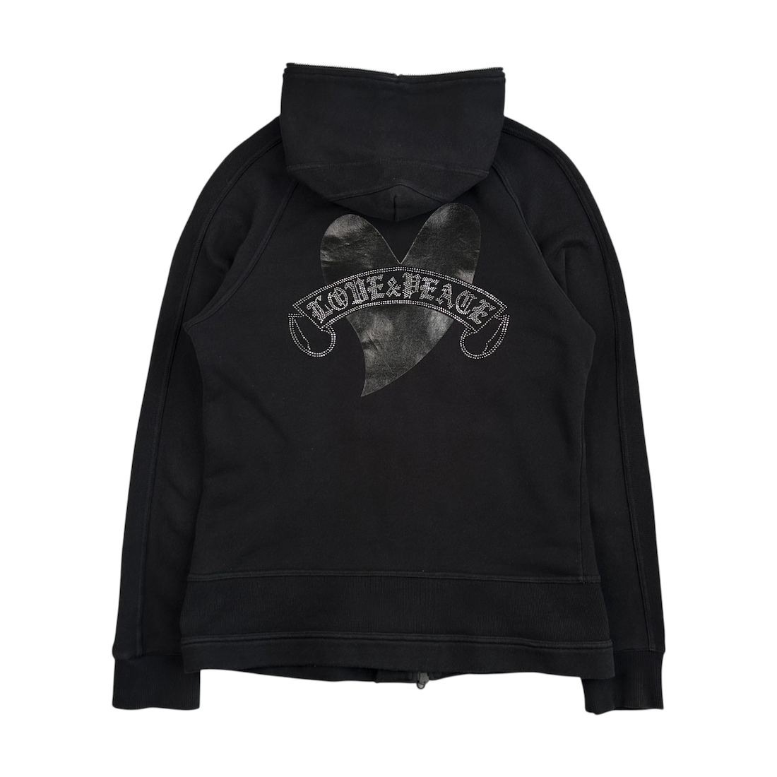 (L) SEMANTIC DESIGN "LOVE & PEACE" ZIP HOODIE - BLACK