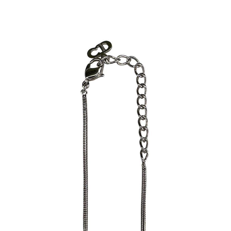 DIOR EMBOSSED SPELLOUT LONG PENDANT NECKLACE