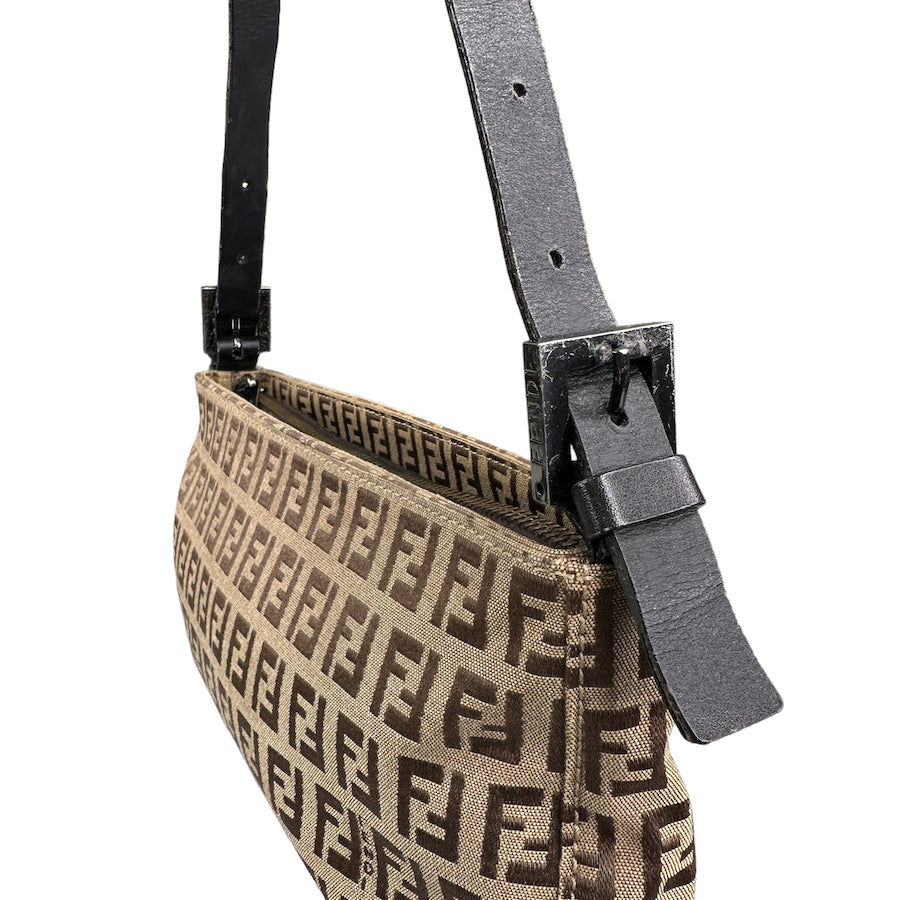 FENDI BEIGE ZUCCHINO CANVAS SHOULDER BAG