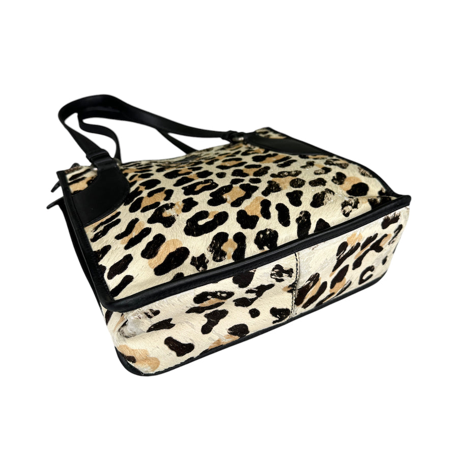 PRADA CALF HAIR LEOPARD PRINT TOTE BAG