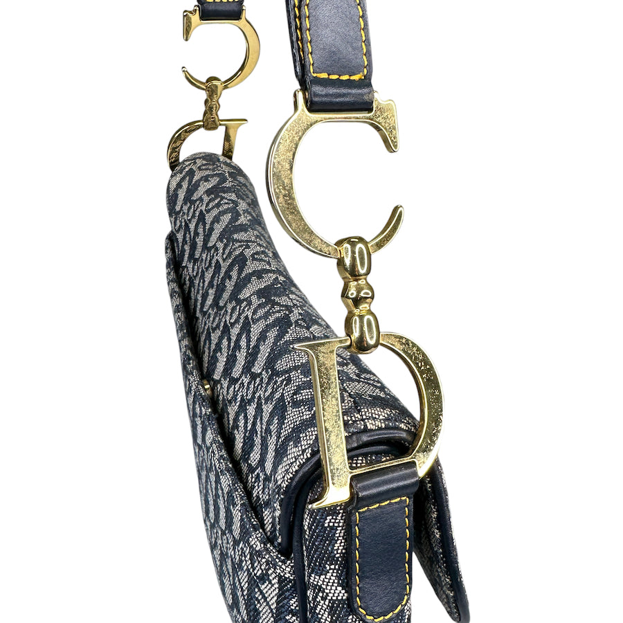 DIOR BLUE TROTTER CANVAS SADDLE BAG - BLUE