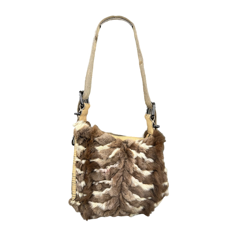 FENDI RABBIT FUR ABSTRACT SHOULDER BAG