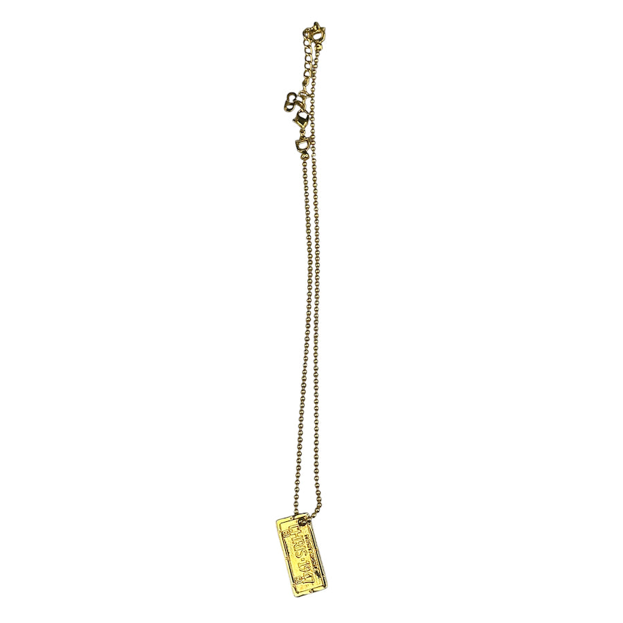 DIOR LICENSE PLATE TAG NECKLACE - GOLD PLATED