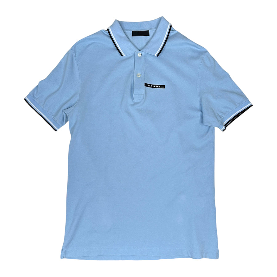 PRADA 2022 RUBBER LOGO POLO SHIRT - SKY BLUE