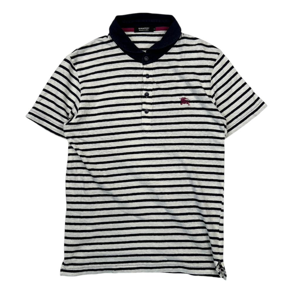 (2) BURBERRY BLACK LABEL STRIPED POLO