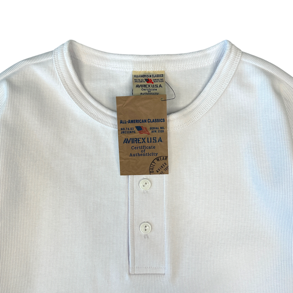 (NEW) AVIREX EVERY DAY HENLEY T-SHIRT- WHITE