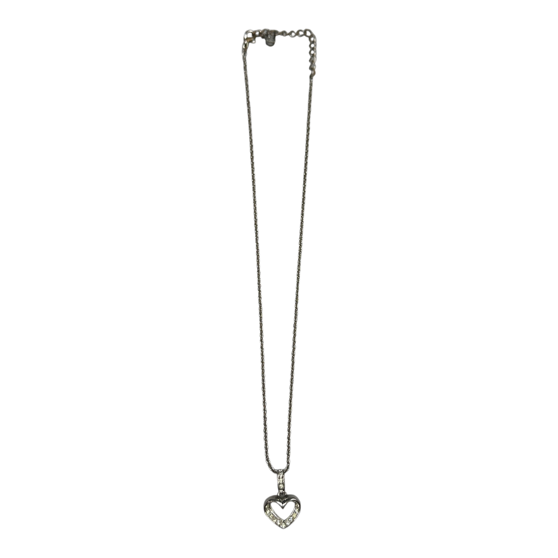 DIOR RHINESTONE HEART NECKLACE - BRASS (SILVER PLATED)