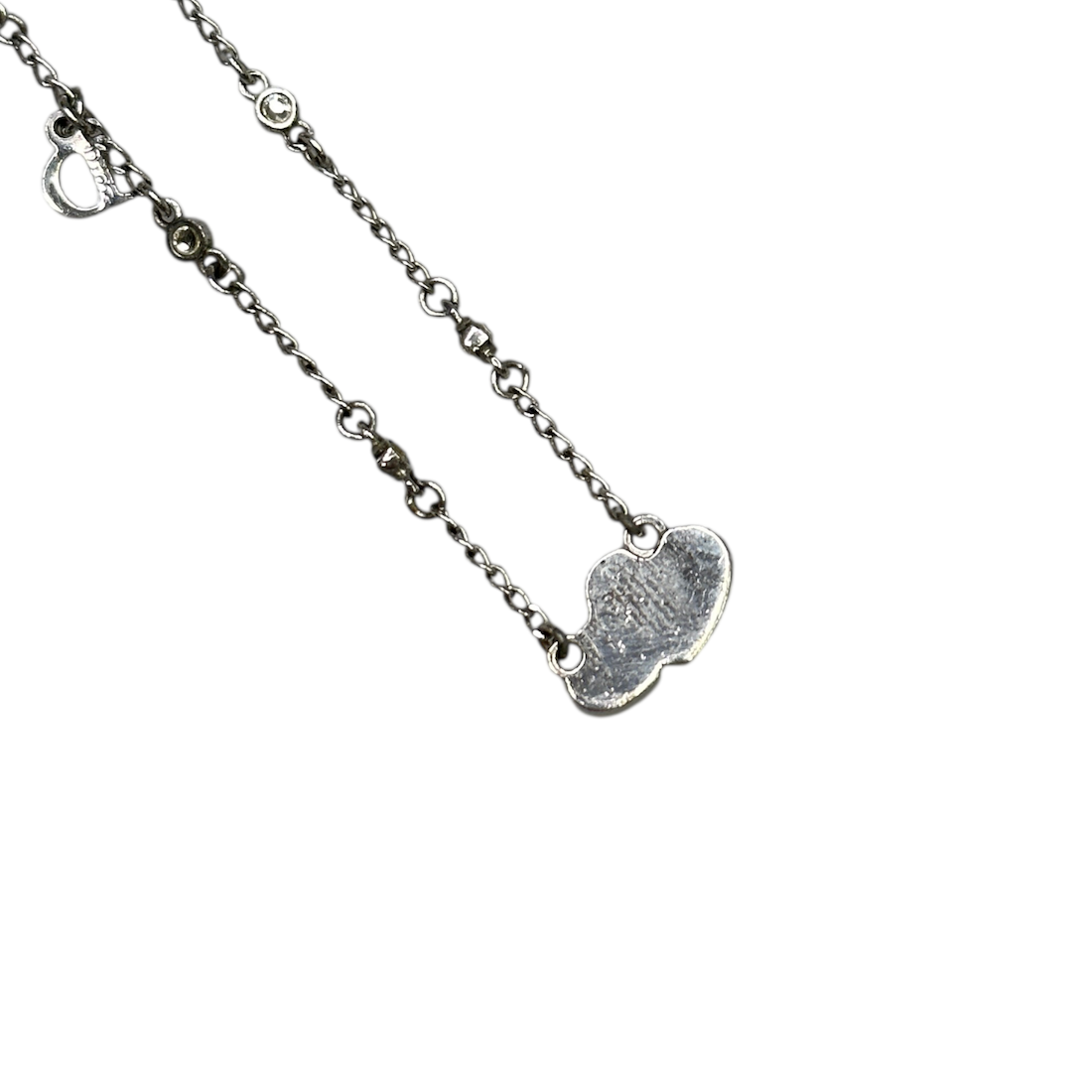 DIOR JOINED HEART PENDANT NECKLACE SILVER
