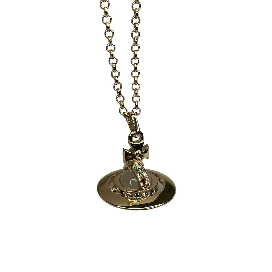 (NEW) VIVIENNE WESTWOOD TINY ORB PENDANT NECKLACE - GOLD BRASS