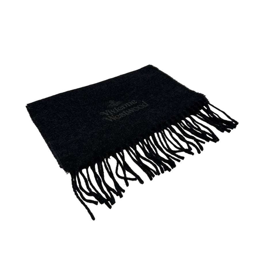 VIVIENNE WESTWOOD LOGO EMBROIDERED SCARF - CHARCOAL