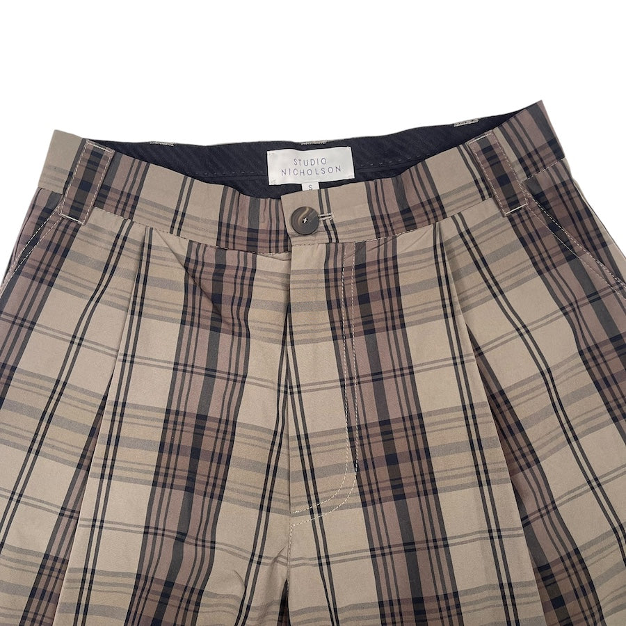 STUDIO NICHOLSON TECH MADRAS CHECK SORTE WIDE PANTS 3YHF8