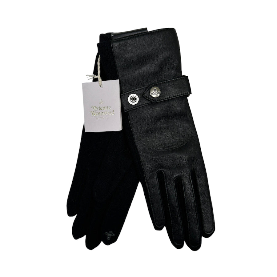 (BRAND NEW) VIVIENNE WESTWOOD TOUCH SCREEN COMPATIBLE LEATHER / WOOL GLOVES