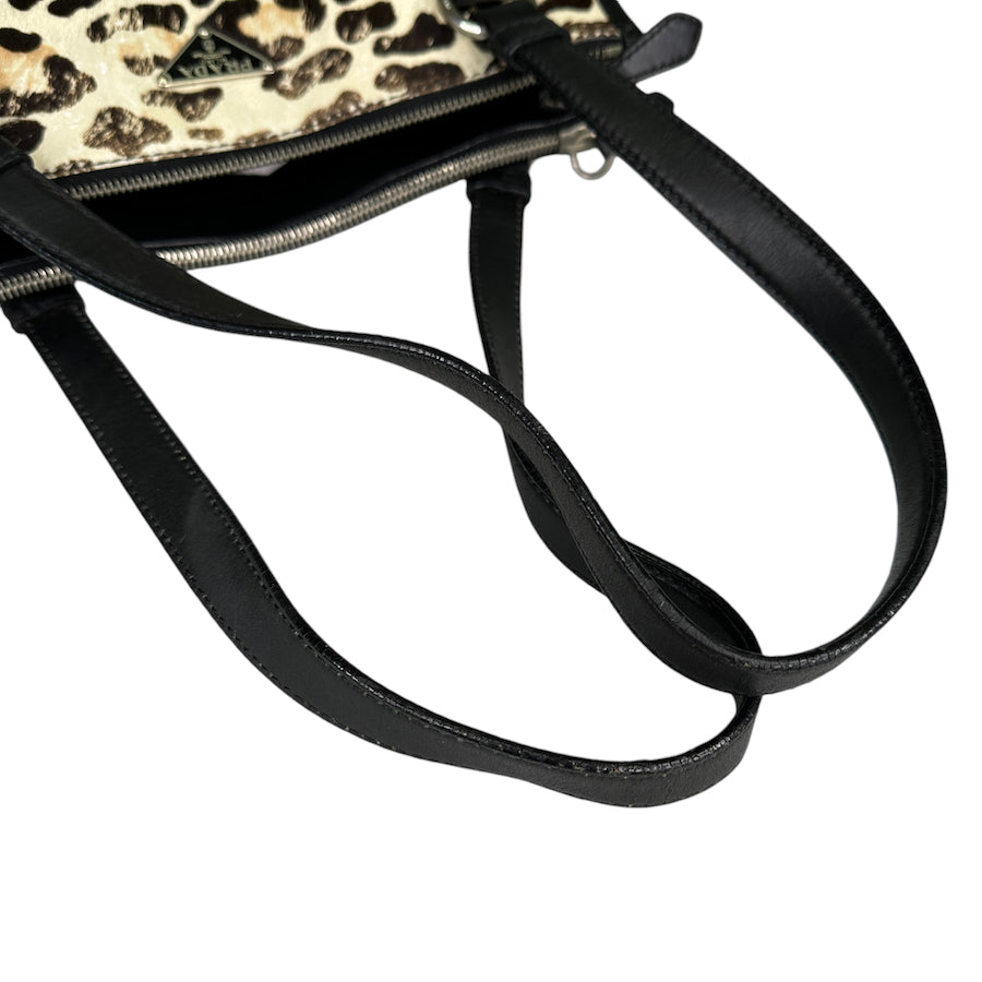 PRADA CALF HAIR LEOPARD PRINT TOTE BAG