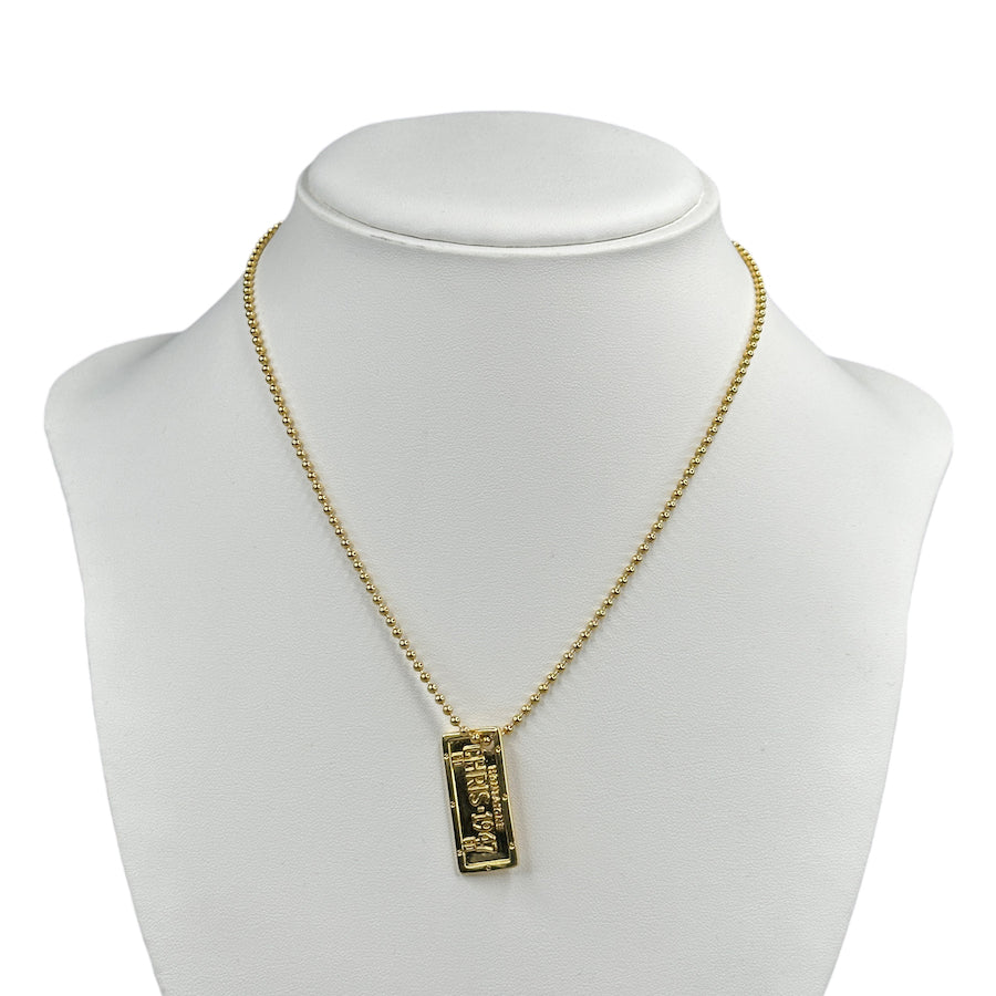 DIOR LICENSE PLATE TAG NECKLACE - GOLD PLATED