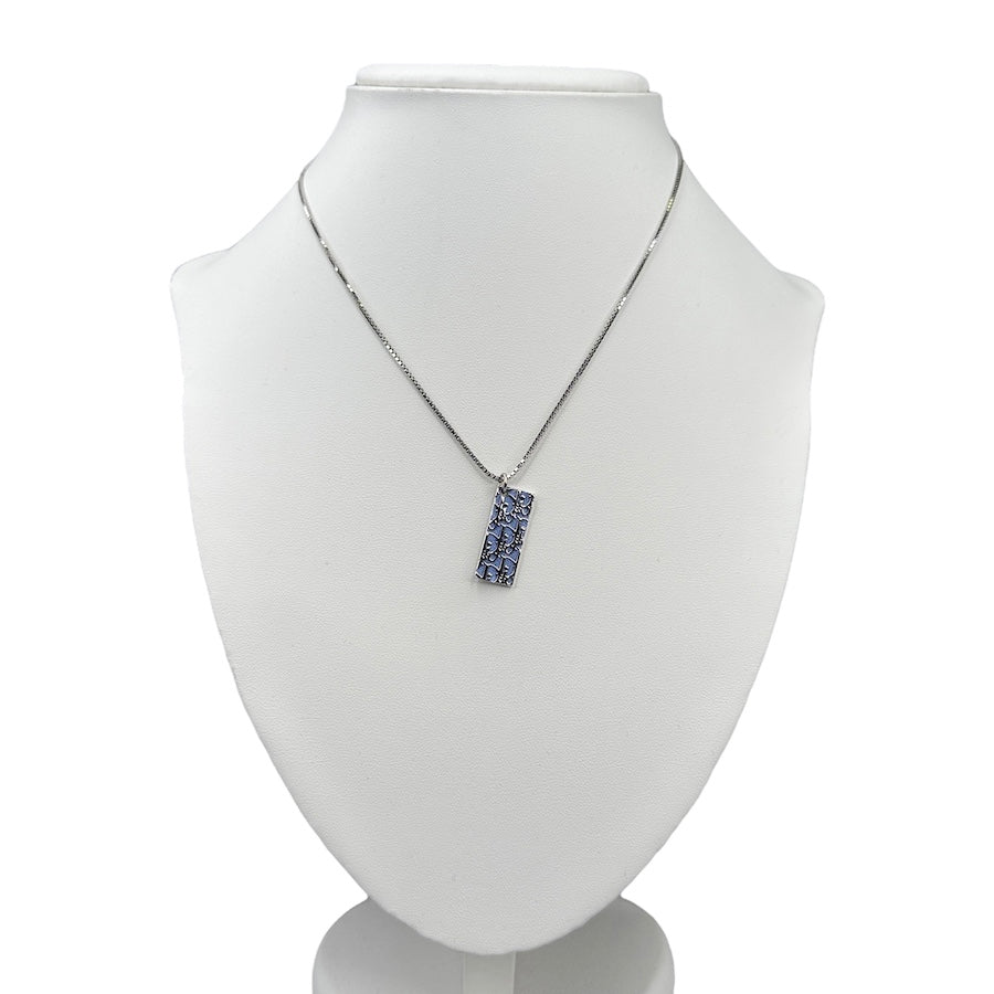 DIOR BLUE TROTTER PLATE NECKLACE