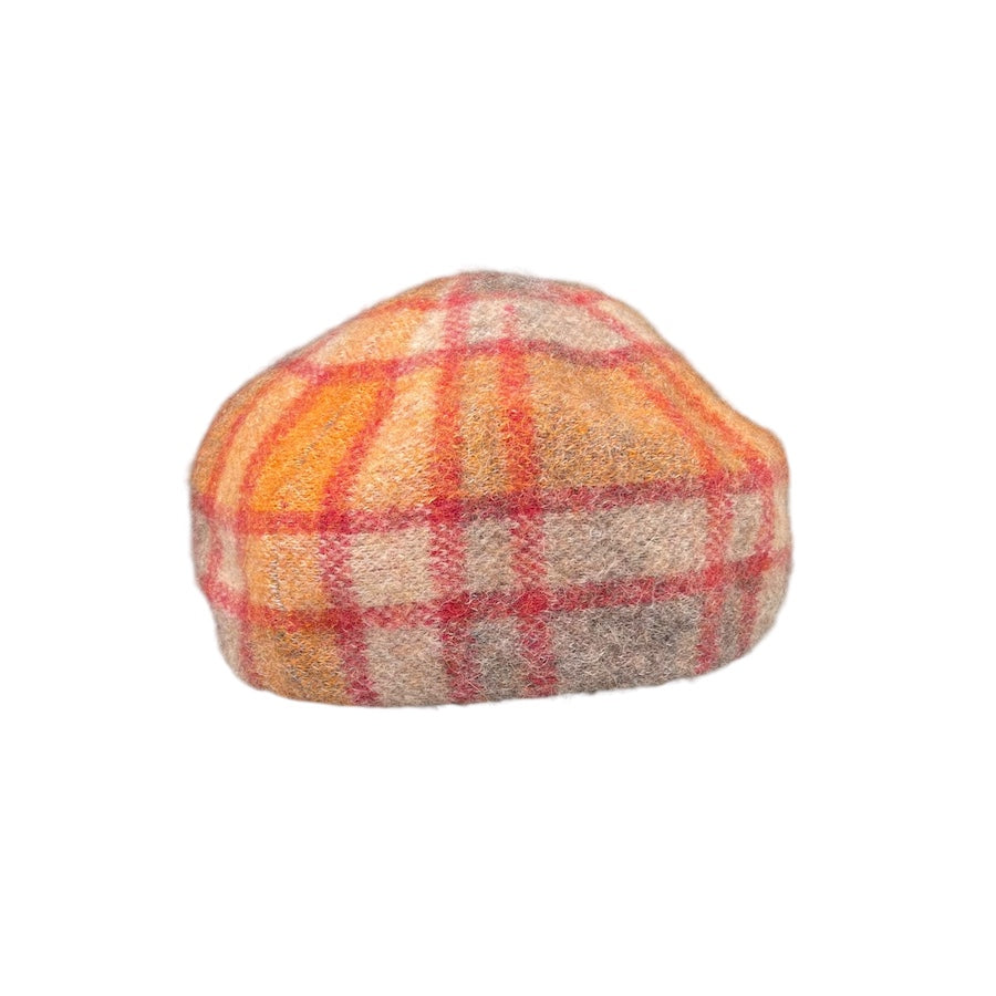 VIVIENNE WESTWOOD ORANGE PLAID FLEECE BERET