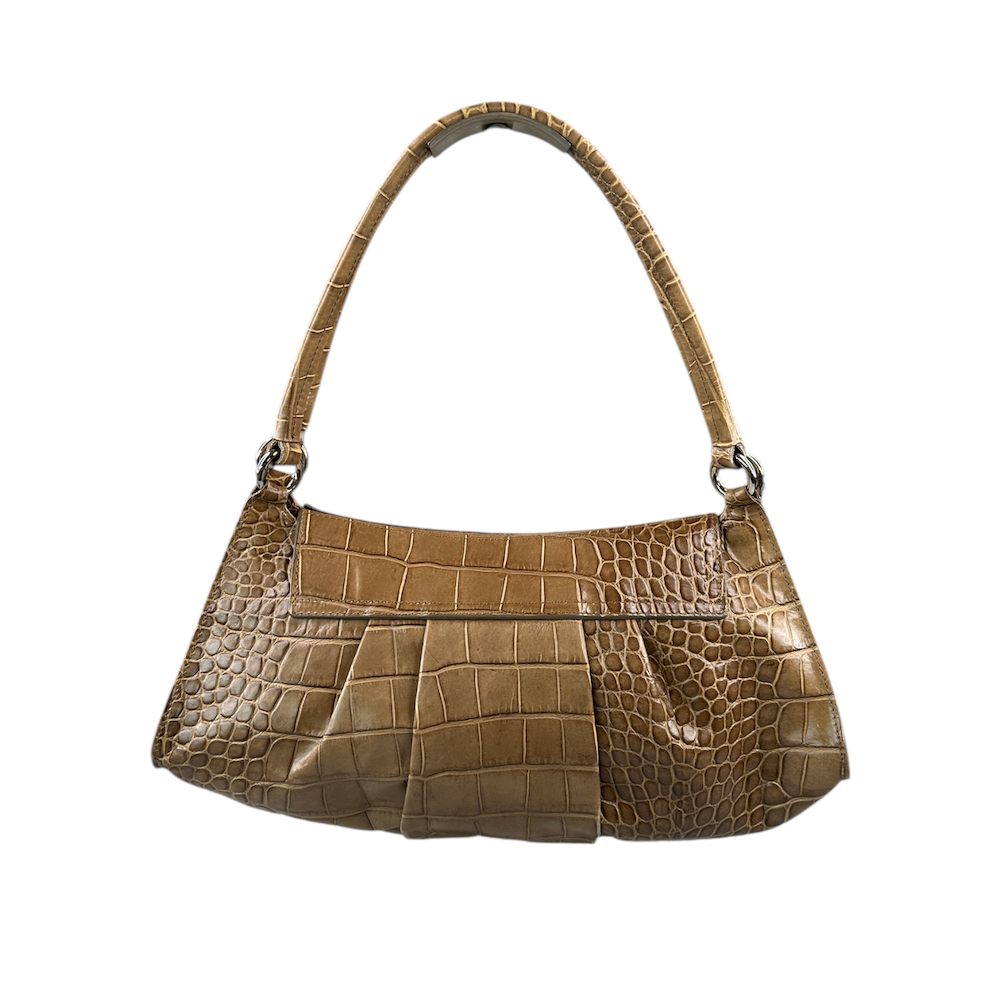FURLA CROCODILE PRINT SHOULDER BAG - BROWN