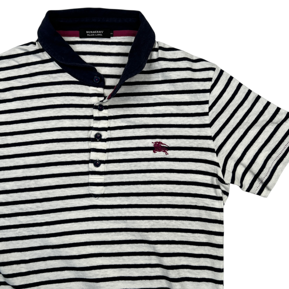 (2) BURBERRY BLACK LABEL STRIPED POLO