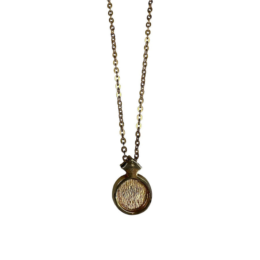 DIOR CIRCULAR GOLD PLATED & WHITE PENDANT NECKLACE