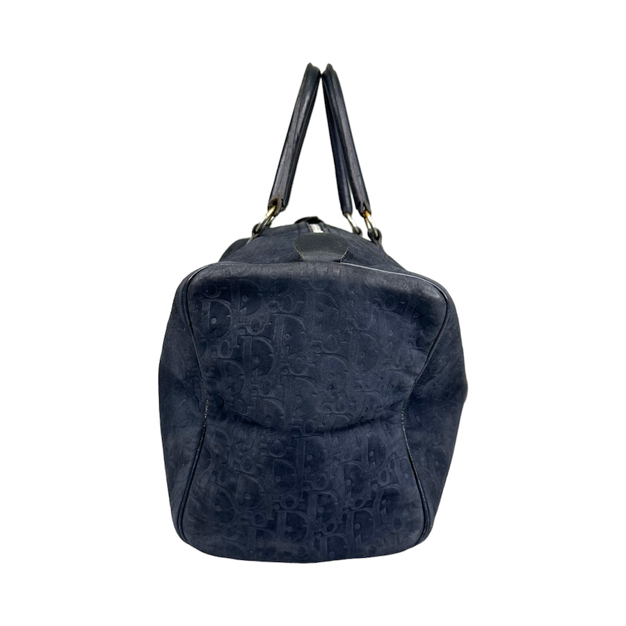 DIOR MONOGRAM SUEDE VINTAGE 30 BOSTON DUFFLE BAG - NAVY 0109F